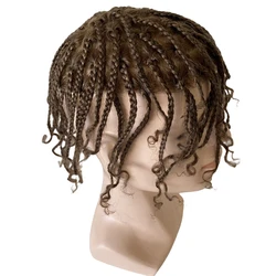 Reemplazo de cabello humano virgen indio para hombres negros, Color marrÃģn claro, caja de unidad de piel, trenzas, tupÃĐ de PU completo, 6 #