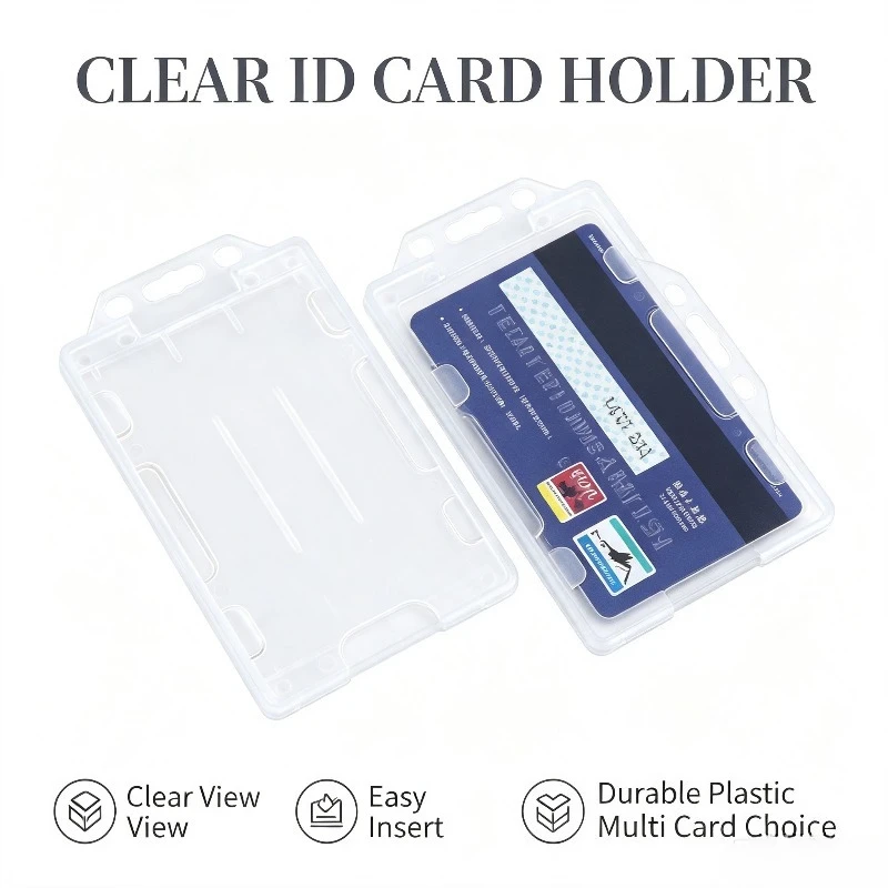 2Pcs Transparent ID Pass Work Card Holder Office Badge Holder Credit Bank Card Protective Case Sleeve Working Permit