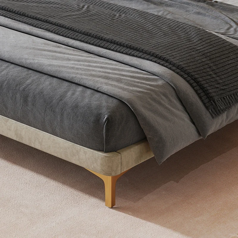 Italian Style Modern Fabric Upholstered Bed, Cloud Headboard Platform Queen Size Bed for Bedroom - view 3