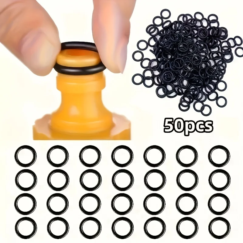 50PCS Rubber O-Ring Sealing Gasket 16mm Od, 11.2mm Id, Black - Suitable for Garden Water Pipes Faucets Car Wash Guns Water Pumps