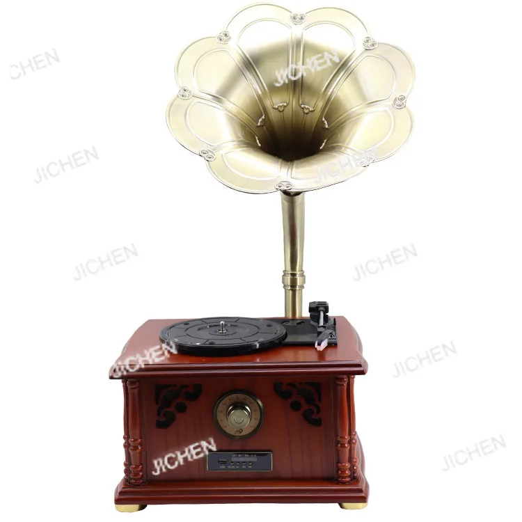 高感度レコードプレーヤー木製レトロノスタルジックラジオマニュアルブルートゥース蓄音機新着商品