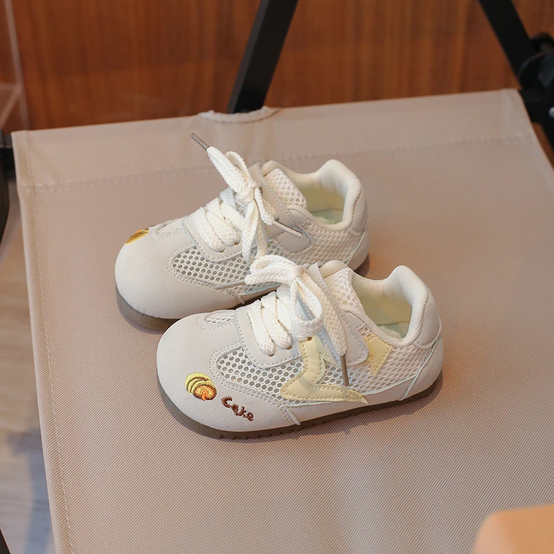Girls Casual Shoes Cute Mesh Breathable Kids Tennis Shoes Hook&loop Soft Sole 2026 New Fashion Children Sports Shoes Sweet