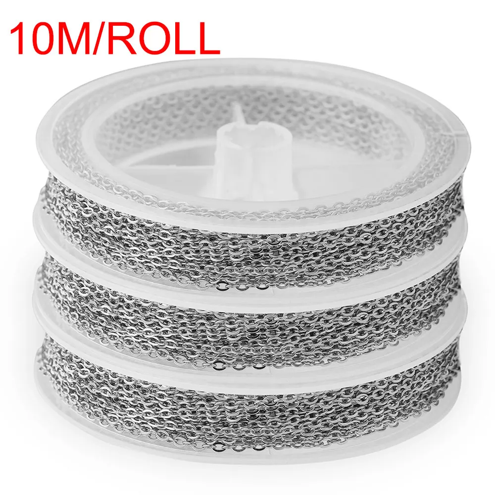 10m/roll No Fade Stainless Steel Cable Chains cross chain Necklace for Diy Jewelry Findings Making Supplies Bulk Items Wholesale