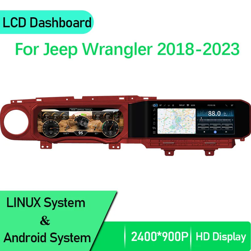 New Dual Screen For Jeep Wrangler 3JK 2018-2023 Speedometer Digital Instrument Cluster Car Dashboard LCD Display CAR Radio