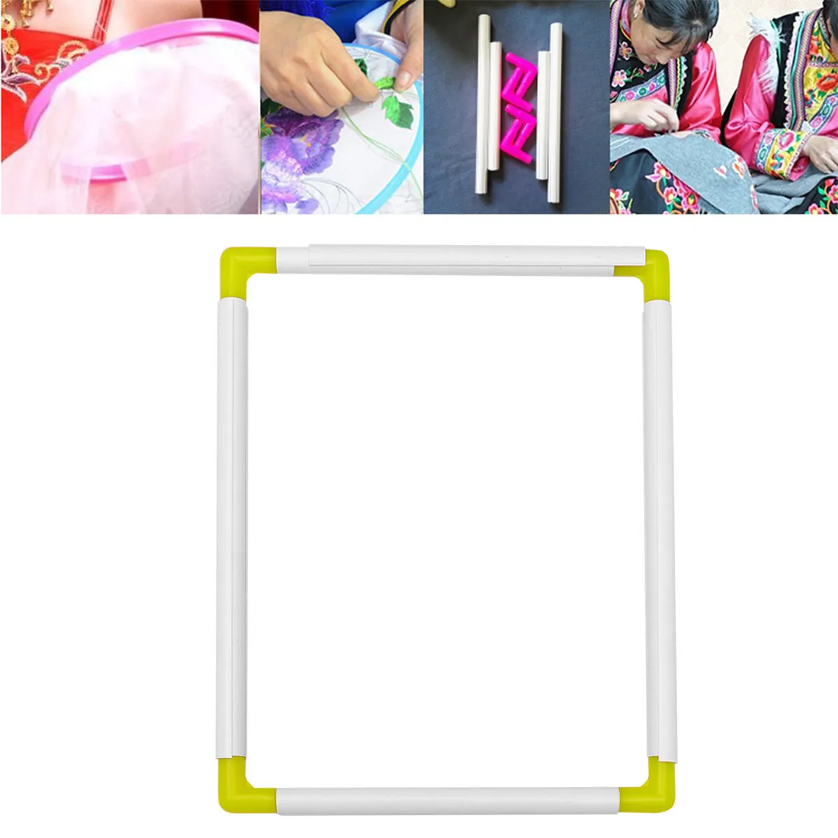 

1Pcs Plastic Embroidery Frame Square Portable Universal Clip Frame for Cross Stitch Quilting Needlepoint Random Color 30x40cm