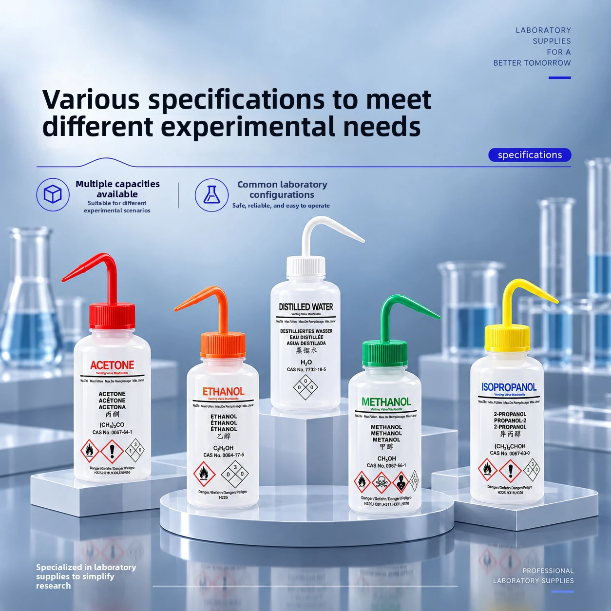 1pcs Empty Lab Isopropanol/Acetone/Distilled Water/ Methanol/Ethyl Alcohol  Elbow Plastic Squeeze Wash Bottle Rinse Bottles