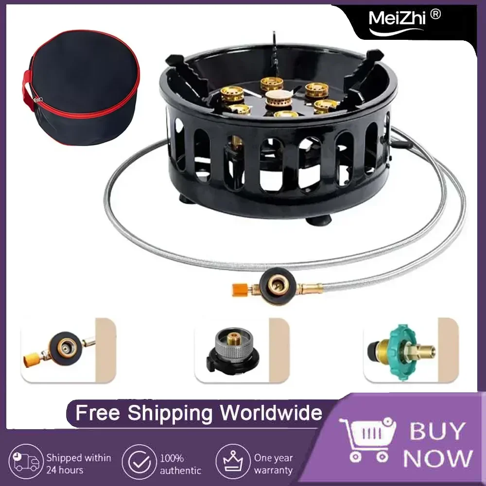 

21000W 7-Core Camping Stove-High-Power Strong Fire PortableTouristGasBurner withWindproofElectronic Ignition forCampingEquipment