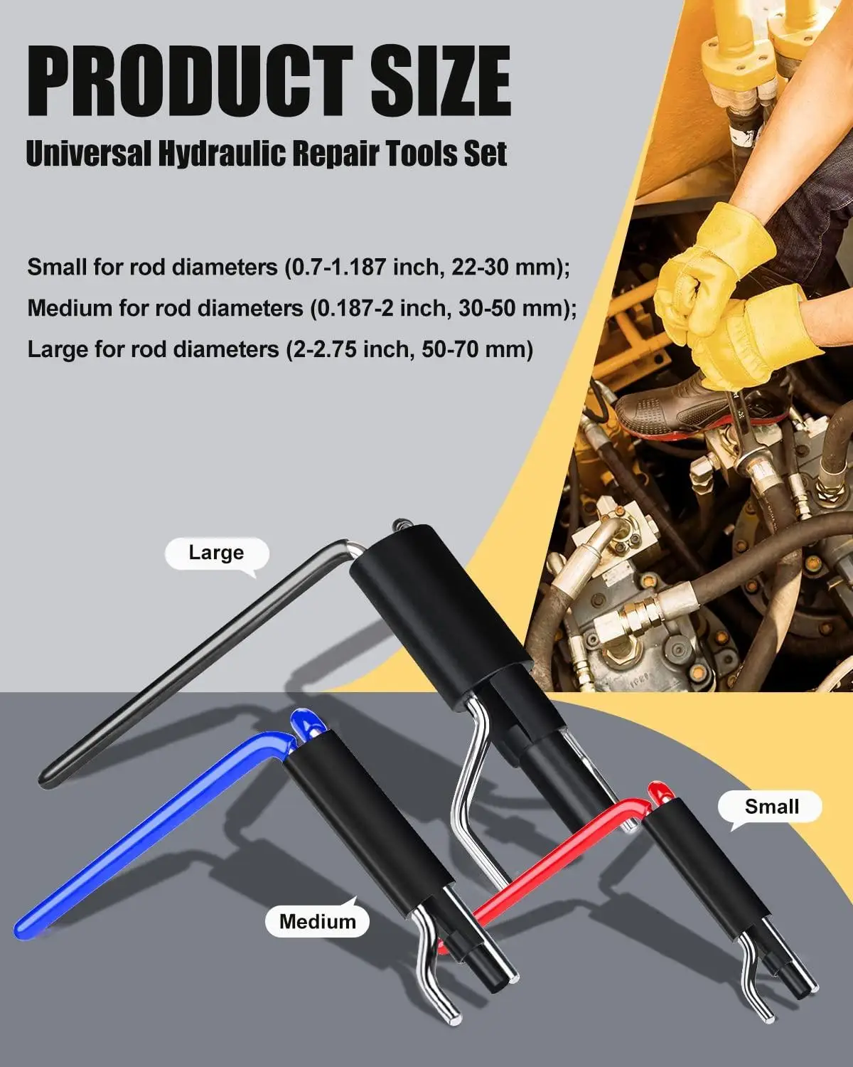 Hydraulic Seal Installation Tools, Hydraulic Cylinder Piston Repair Seal, U-Cup Rod Seal Seal Twistor Install Tool 3PCS