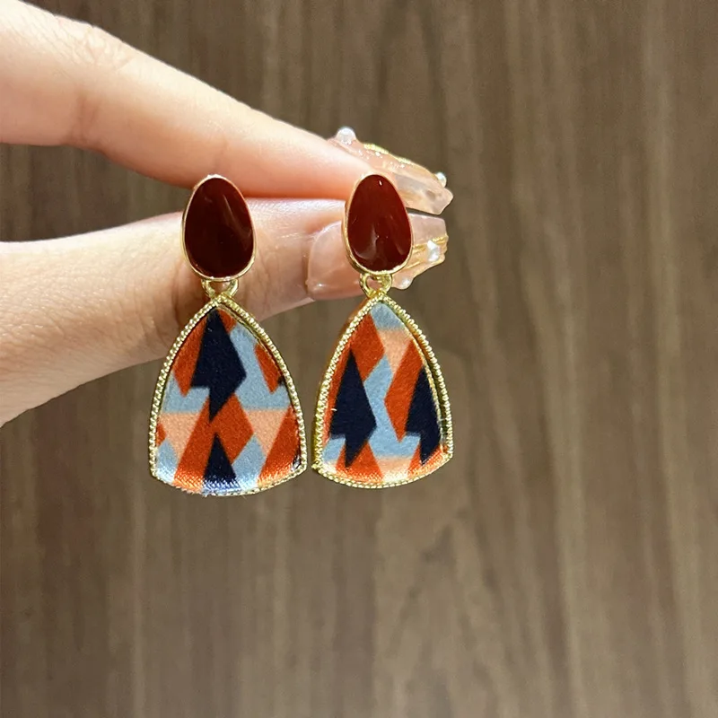Irregular Geometry Pattern Drop Earrings for Women Personality Enamel Oil Waterdrop Dangle Earrings Korean Fashion Party Jewelry