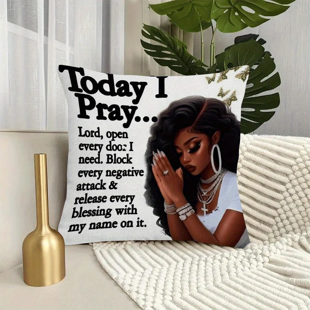1pc Inspirational Prayer Pillow Cover, Modern Religious Home Decor with 