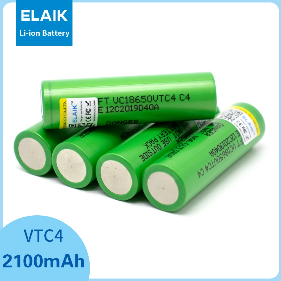 2-20 buah ELIAK 100% asli New3.6V 18650 battery 2100mAh konsumsi daya tinggi VTC4 30A baterai isi ulang