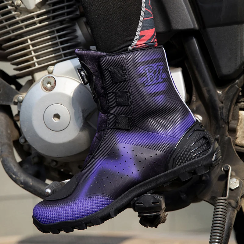 

Motorcycle protective riding boots men four season high top anti slip off-road racing shoes breathable equipment cycling boots