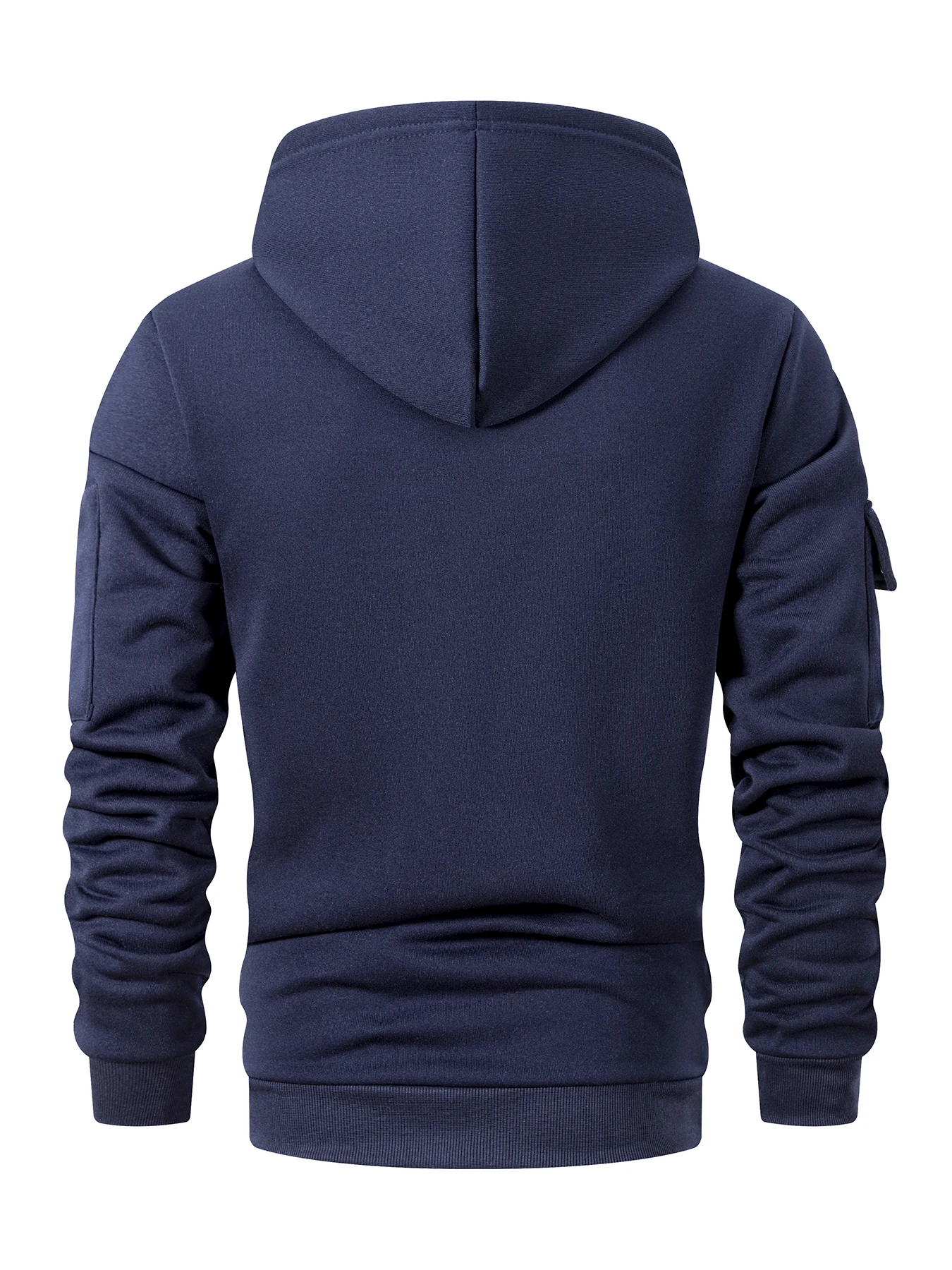 Utility Pocket Design Mens Fleece Lined Zip Hoodie Adjustable Hood Drawstring Durable Metal Zipper Multi Storage Pockets Casual