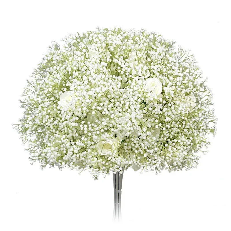 White Baby\'s Breath Artificial Flowers Silk Hydrangea Bunch Outdoor Wedding Decor Runners Home Decoration Props