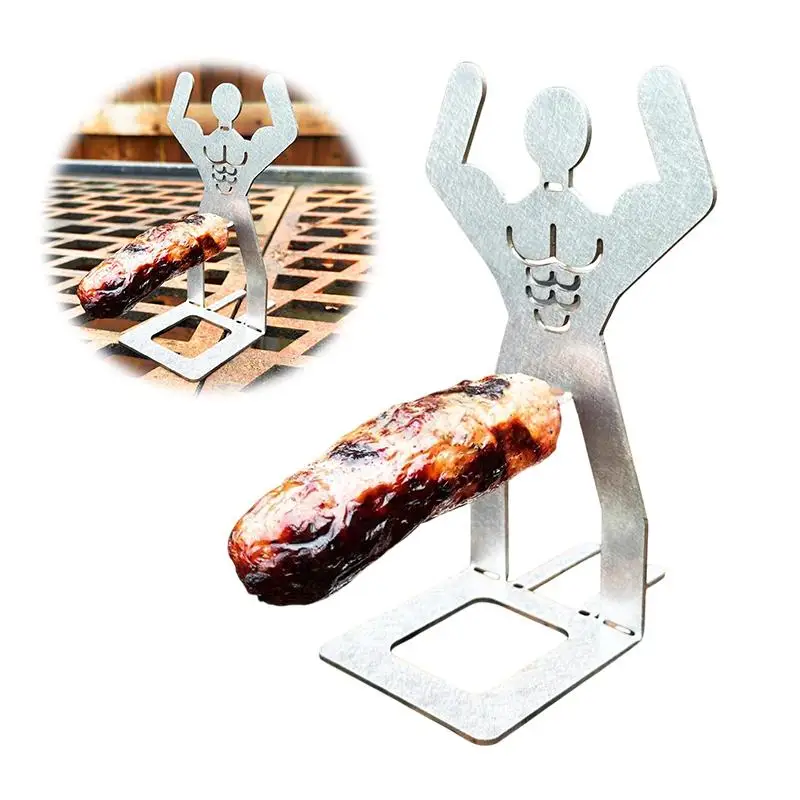 Hot Dog Grill Rack Muscle Man Hot Dog Stand Stainless Steel Sausage Holder For BBQ Outdoor Cooking Funny Birthday Gifts Gift.