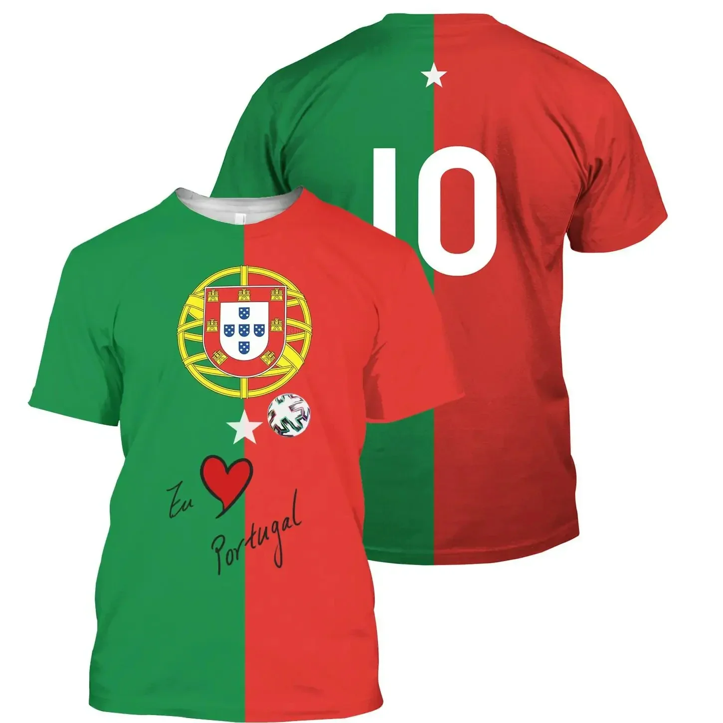 2024 Portugal Flag Football Jersey Men Women 3D Print Portugal Football Team Congratulations Shirt Summer Outdoor Clothing Tops