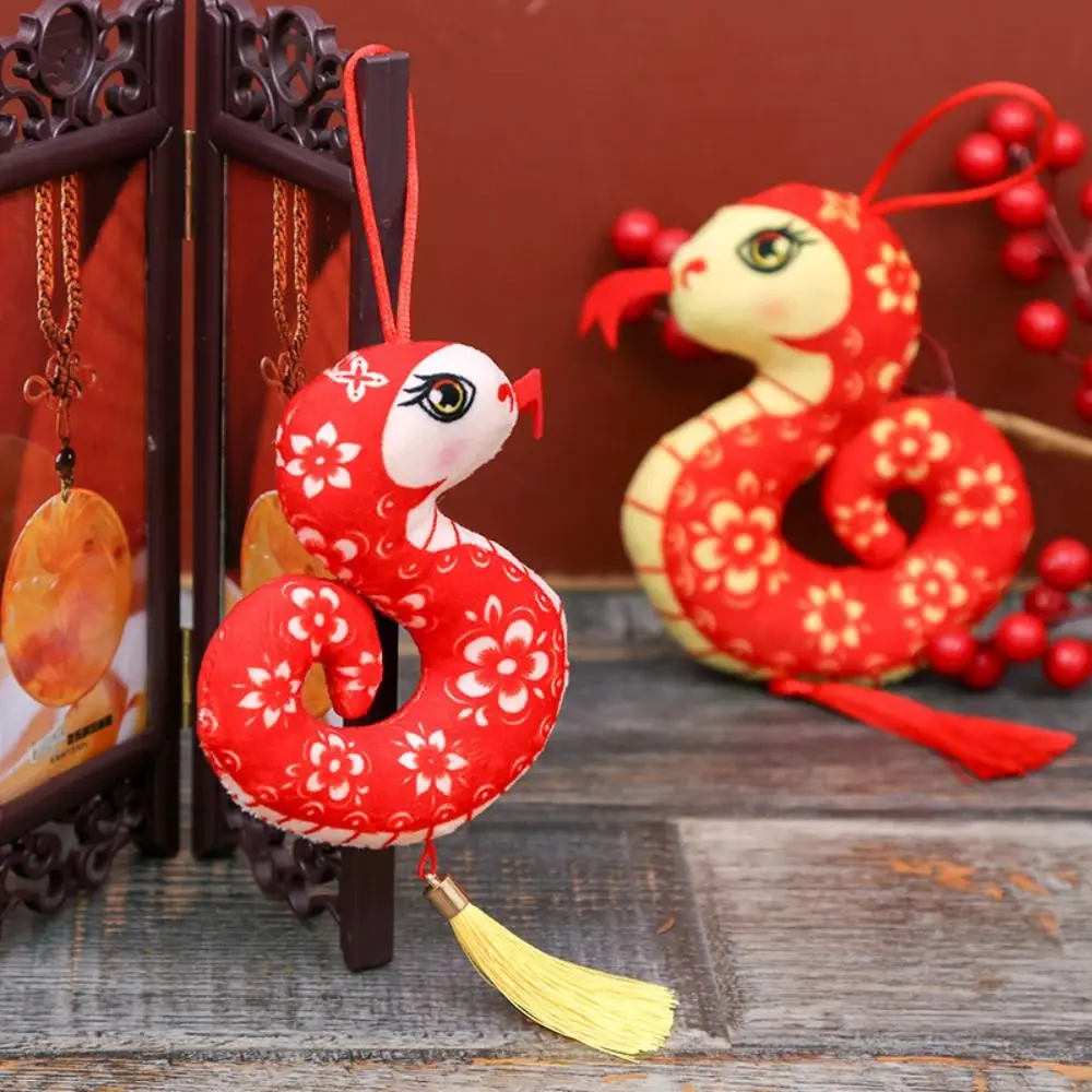 Soft Flower Snake Dolls Pendant Tassels Cute Snake Mascot Hangings Bag Hanging Ornaments 2025 New Year Toys Girl/Boy