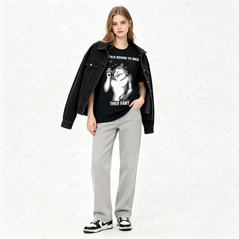 Wenn Sie hinter Ihrem Rücken reden, dann ist das ein lustiges, humorvolles T-Shirt mit einem Furz-Meme. Y2k Herrenmode, grafisches Oberteil, neuartiges Kurzarm-T-Shirt. – Detail 6