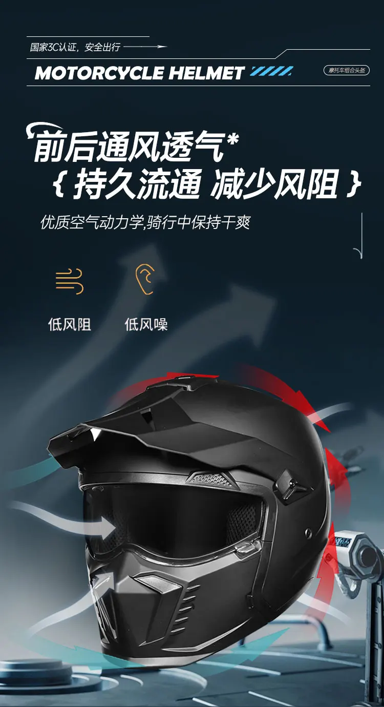 ORZ hochwertiger Retro-Motorradhelm, modulare Multifunktionskombination, Vollhelm, DOT-zugelassener personalisierter Krieger – Detail 8