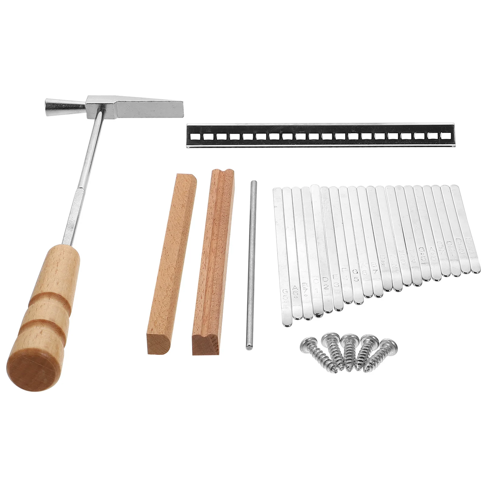 

1 set Thumb Piano Kit Steel Kalimba Keys Wood Replacement Parts tools Tuning Hammer Set For Music Instrument Use