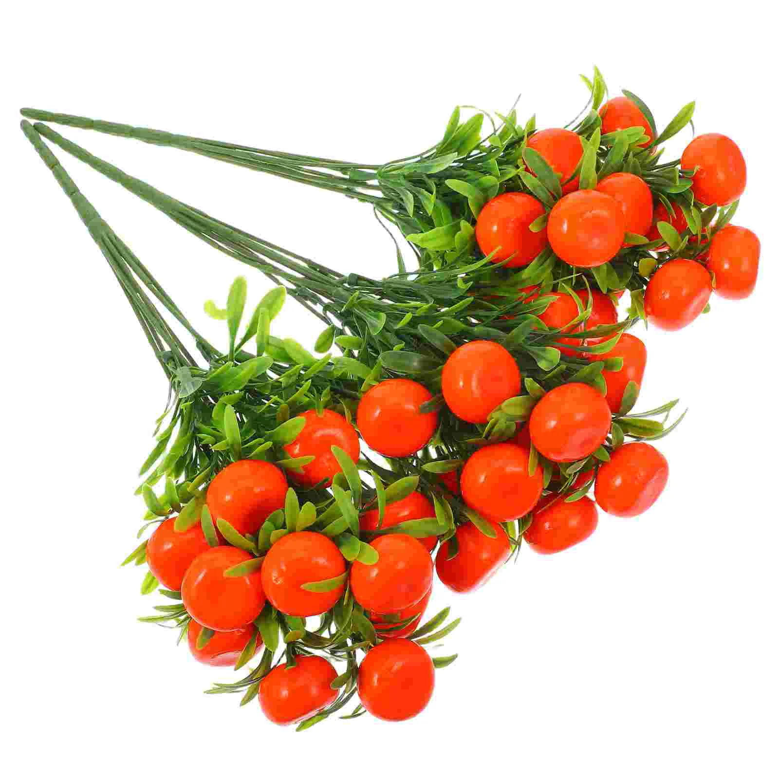 3 Pcs Simulated Pomegranate Plant Fruit Artificial Branches Anti-real Pvc Fake Tree