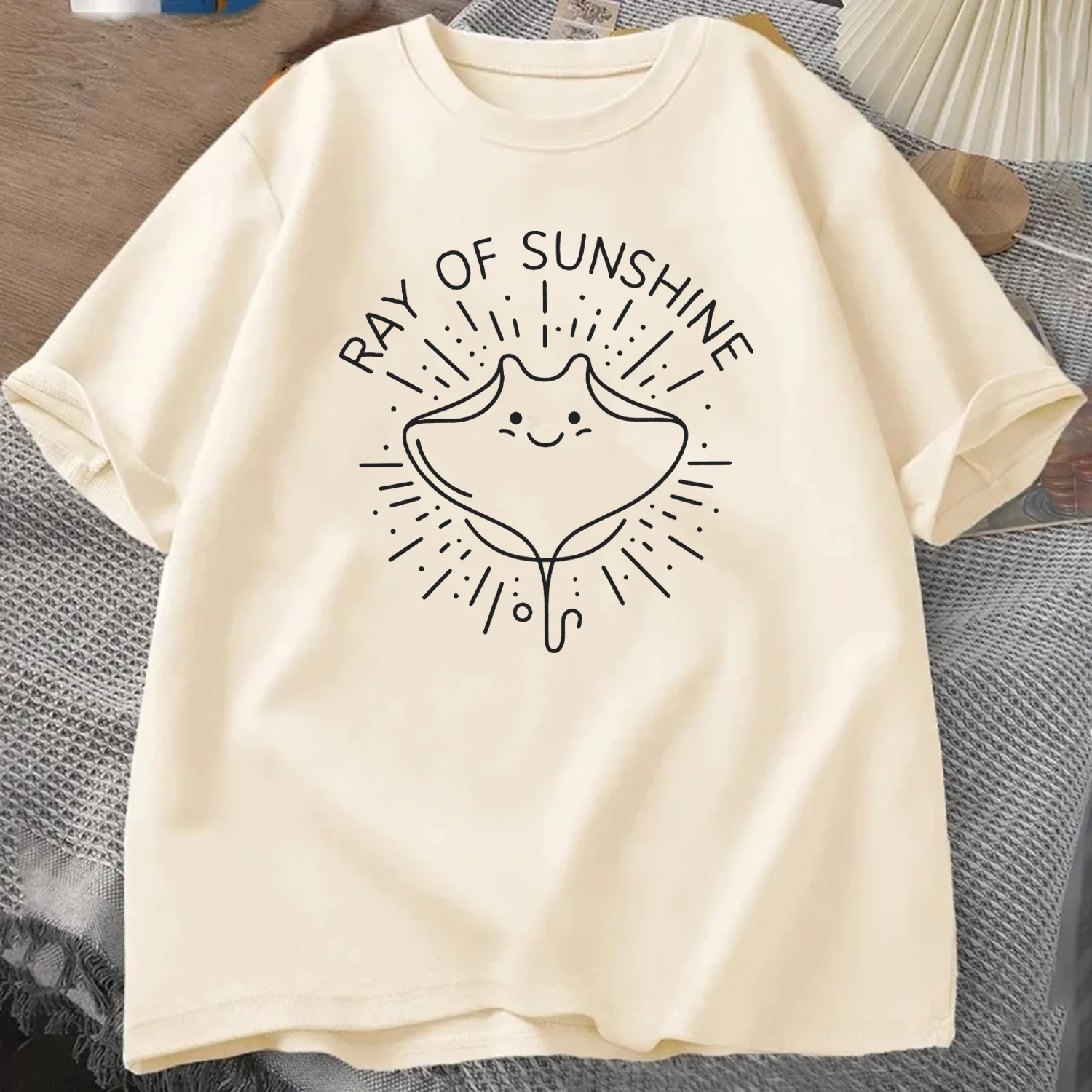 Ray of Sunshine Summer Men's Tracksuit T-shirt Letter Printed Round Neck Short Sleeve Sportswear Casual Fun Tops Cotton Tee