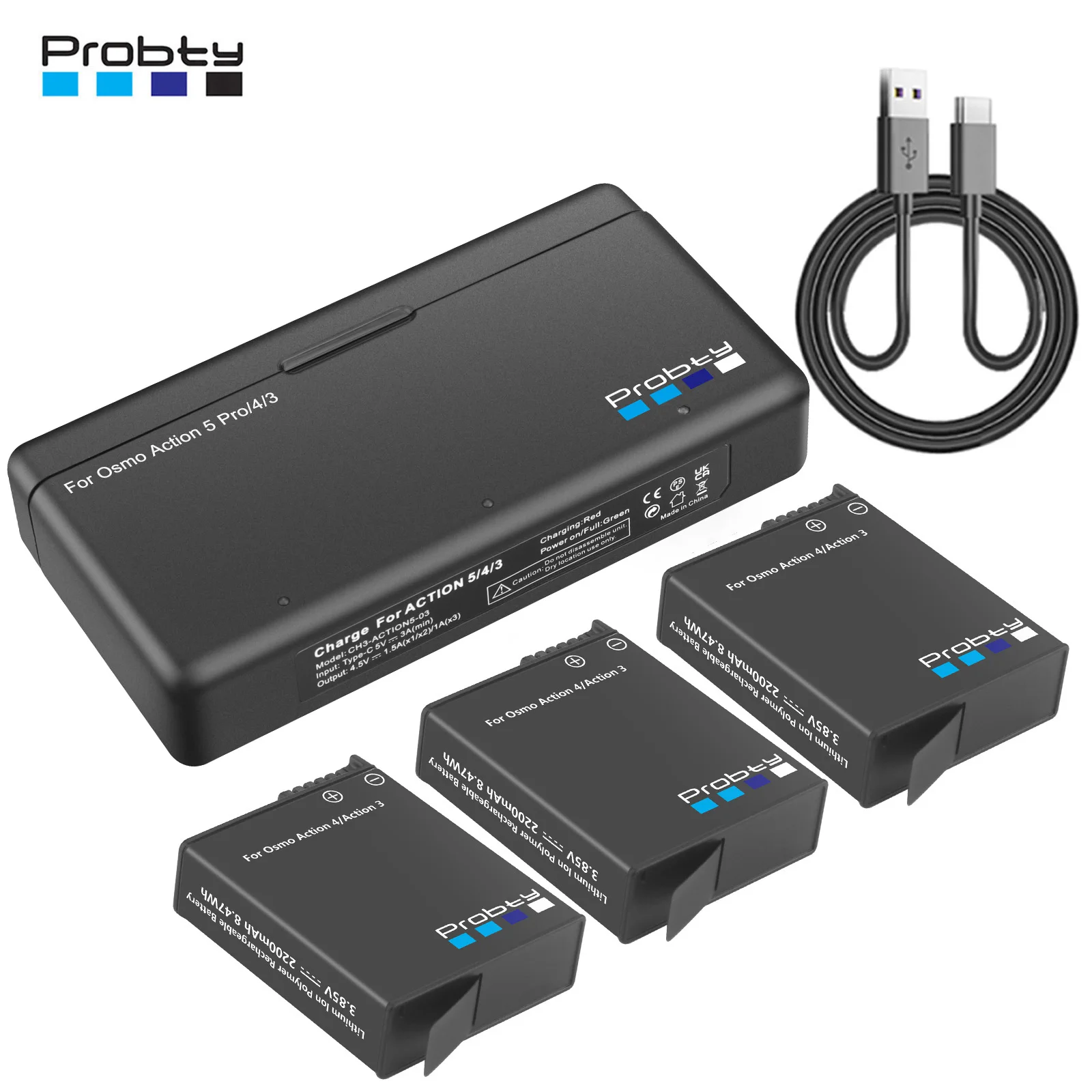 DJI 오즈모 360 액션 5 프로 액션 4 배터리 및 충전기 (2200mAh) DJI 오즈모 액션 5 프로 액세서리용