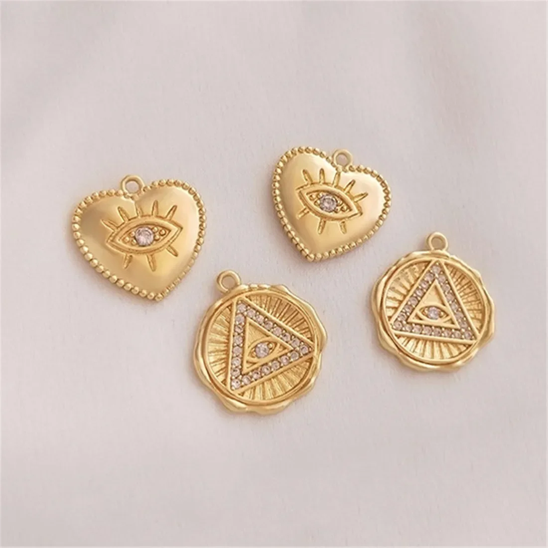 14K Gold eingelegter Zirkon Auge Anhänger Auge Mode Anhänger handgemachte Diy Halskette Schmuck Anhänger C387