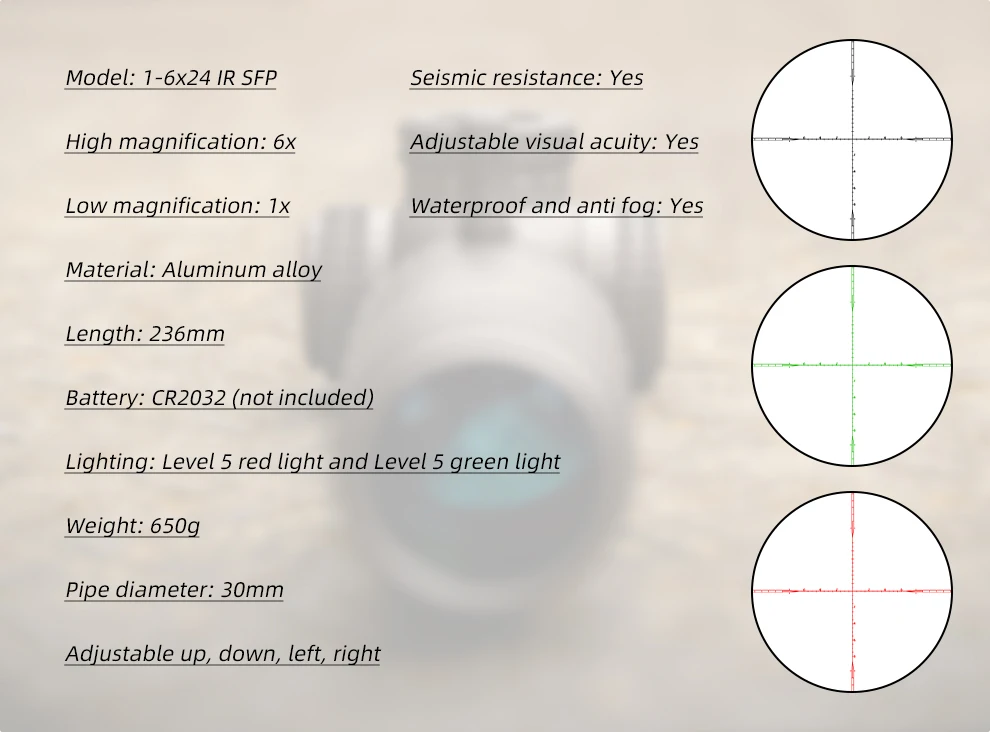 DIANA 1-6x24 Zielfernrohr Dünnwandiges Weitwinkel-Kreuzoptik-Kollimator Jagdzielfernrohr in Brauner Farbe – Detail 7