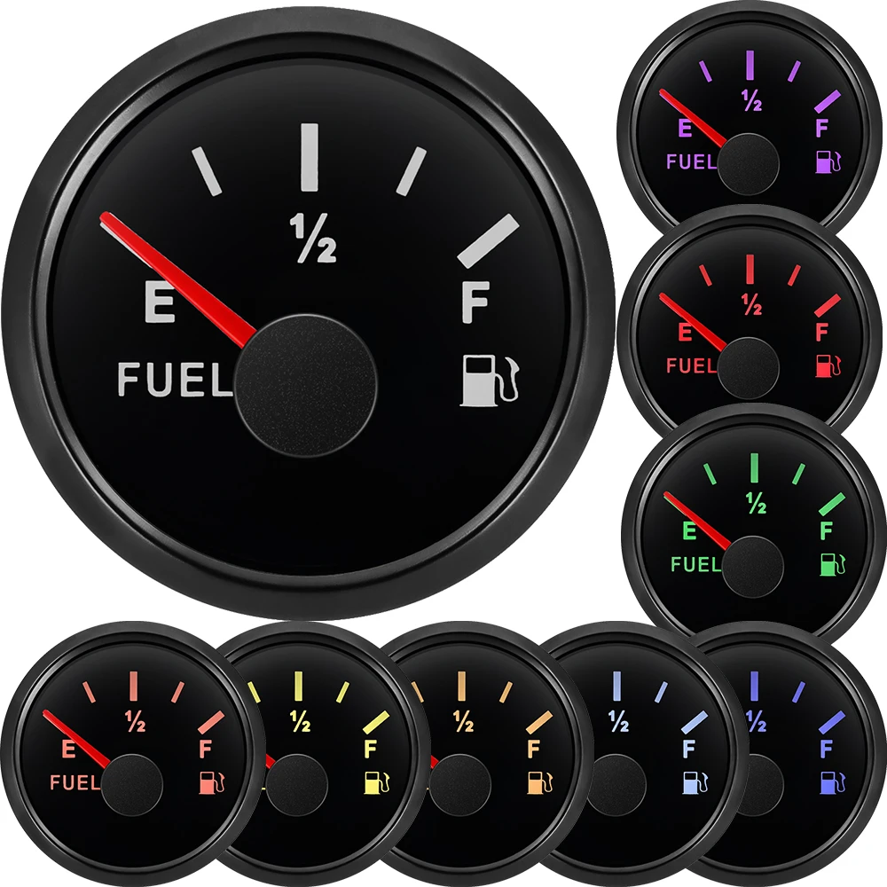 8 Color Backlight 52mm Fuel Level Gauge+Fuel Float Level Sensor 100-600mm 0-190 OHM Oil Tank Meter Indicator Auto Boat Yacht