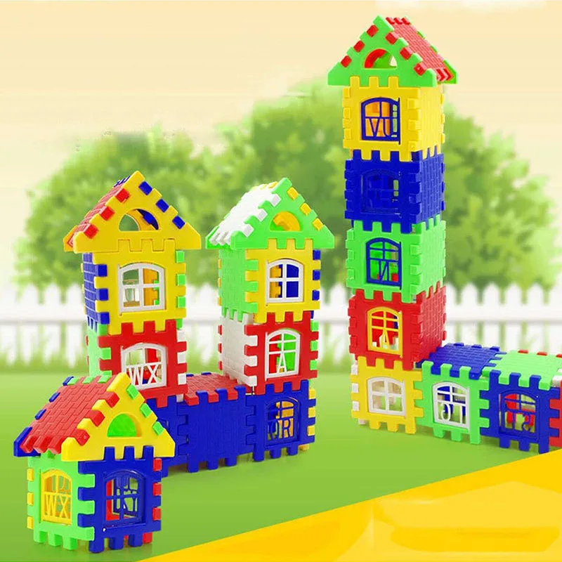 Building Blocks Colored Plastic Children Puzzle Toys 3-6 Years Old House Assembly Insertion Girls Boys Birthday Gift TMZ