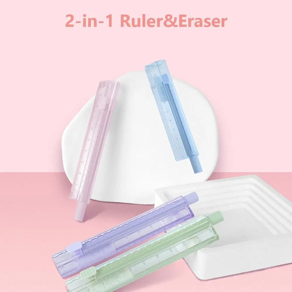 

6PCS/Set New 2-in-1 2-in-1 Eraser Ruler No Debris with Replaceable Core Pencil Erasers Rubber Eraser Students