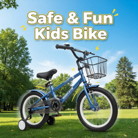 Children's bicycles for boys and girls aged 3-10 in blue, suitable for 16-20 inches, are lightweight and safe.