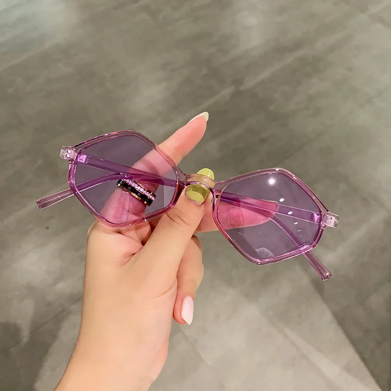 نظارات شمسية ذات إطار صغير غير منتظم للنساء ، معين ، أزرق شفاف ، واقي للسيدات ، Uv400 ، عصري ، جديد #2