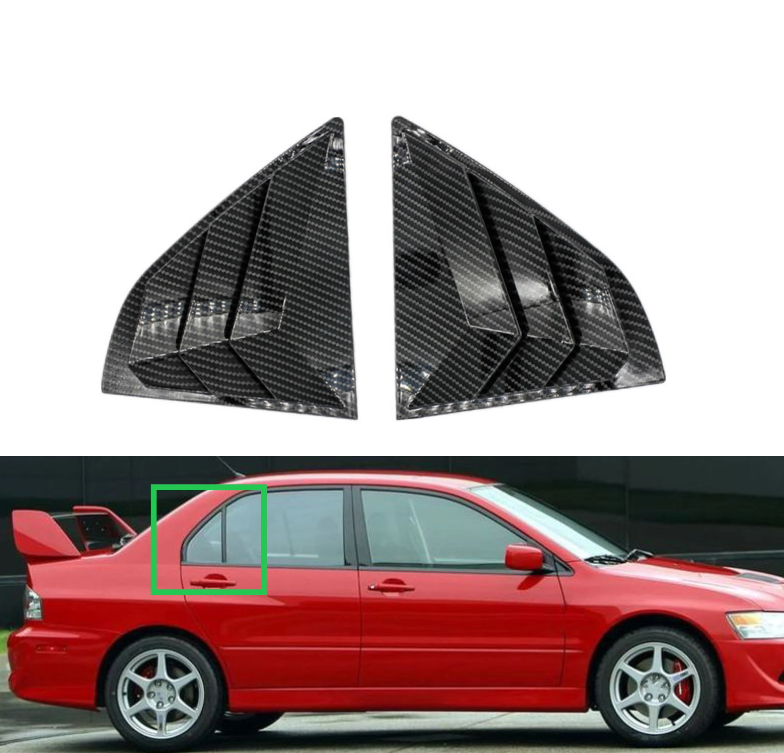 

For Mitsubishi Lancer Rear Window Side Vent Shutter Louver Cover Trim 2002 2002 2003 2004 2005 2006 Carbon Fiber Car Accessories