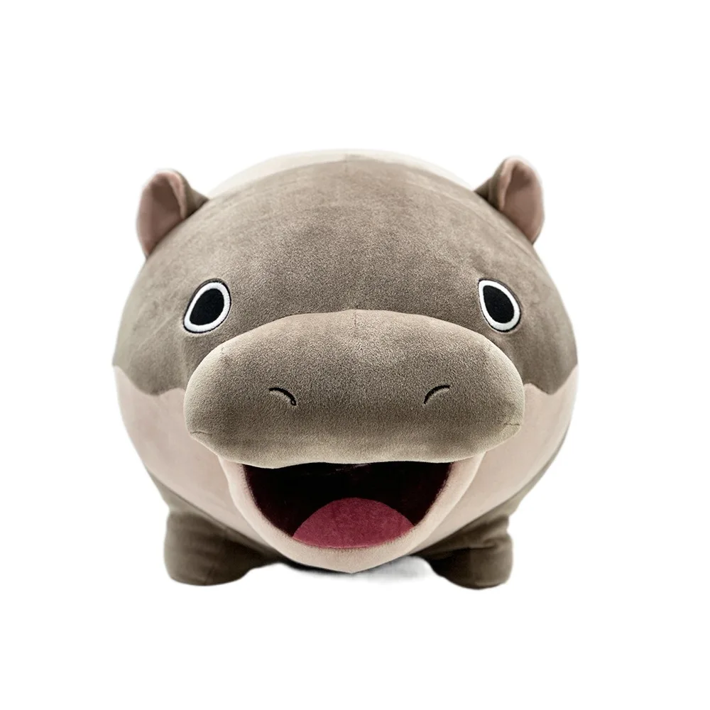 The Bouncy Pig Moo Deng Plush Toys Sitting Posture Cute Pygmy Hippopotamus Pillow Stuffed Cartoon Angry Baby Hippo Doll