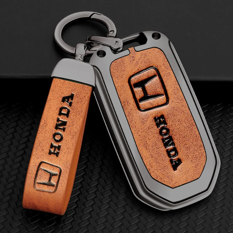 Car Logo Keychain High Quality Leather Key Ring Accessories For Honda Civic Fit Accord City Vezel CR-V S660 Odyssey HR-V Insight view 2
