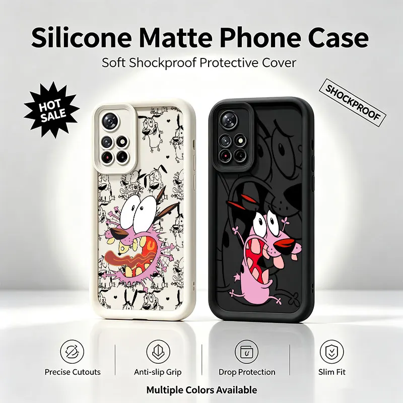 Coque de téléphone antichoc avec dessin animé Courage Cowardly Dog, étui pour Xiaomi Redmi Note 8 9S 10S 11 Pro Plus 12S 13 Pro + 14S 15 Pro Plus