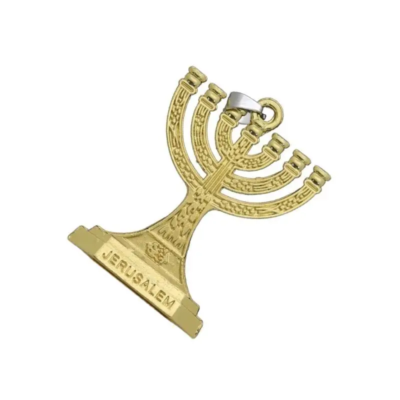 

G6KF Traditional Jewish Menorah 7 Branch Jerusalem Temple Holder Keychain Gift
