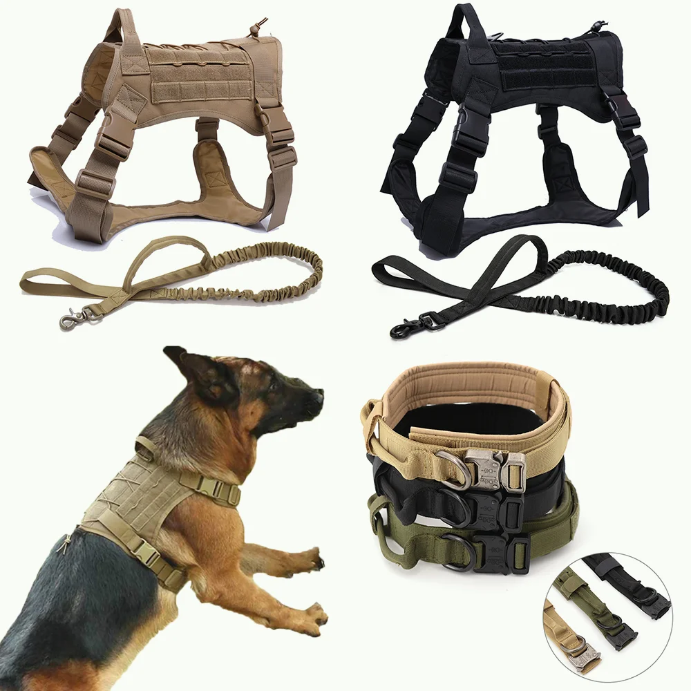 

K9 Big Dog Harness Collar Military Tactical Training Vest Adjustable Belt Working Adjustable German Shepard Harness For Large