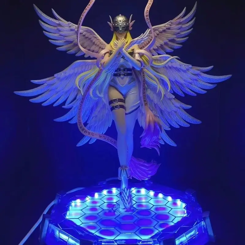 29cm 애니메이션 디지몬 모험 피규어 Angewomon Angemon Emit Light 액션 인형 Pvc 동상 모델 컬렉션 인형 장난감 선물