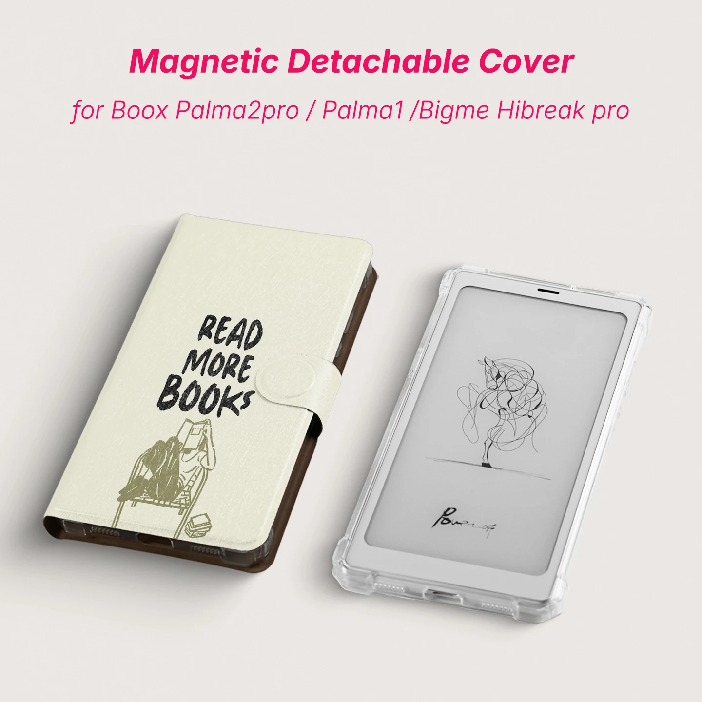 Murmole for Boox Palma2pro Palma2 Palma1 Bigme Hibreak pro plus Detachable Magnetic Case Hand-Drawn Illustration TPU Clear Cover