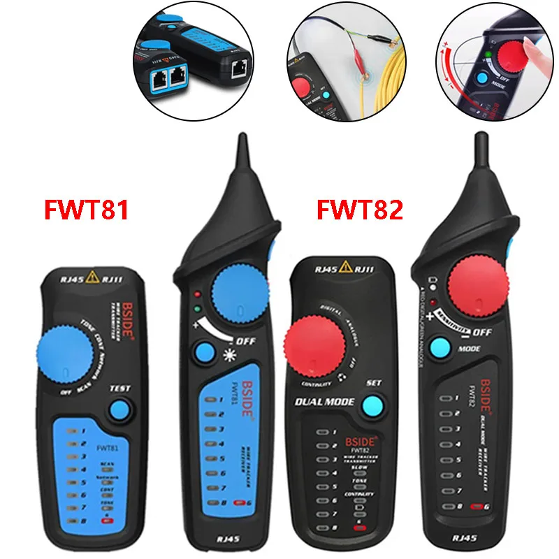 Tester Detector Line Finder BSIDE FWT81/FWT82 Digital Mode Network Cable Tracker Wire Tester RJ45 Telephone Toner Ethernet LAN