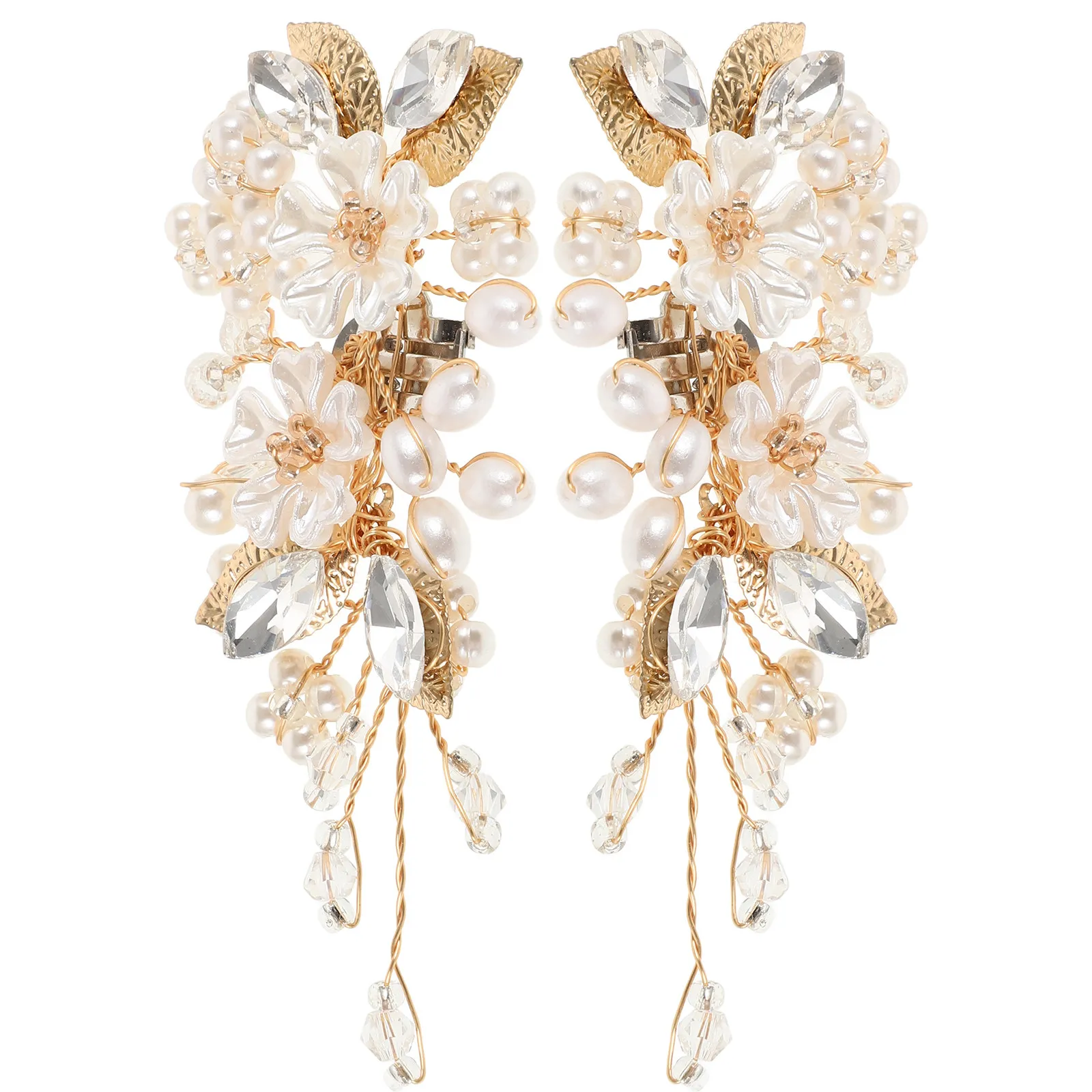 2Pcs Pearl Flower Shoe Clips Exquisite Fake Pearl Decorative Shoe Charms for Wedding Bridal Pumps Heels Accessories