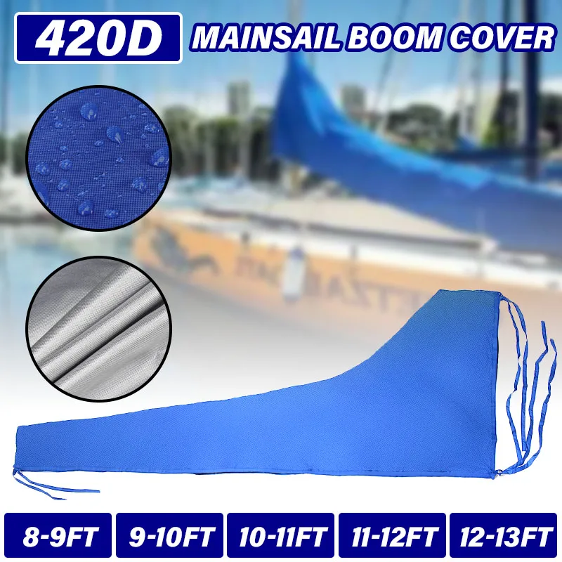 

3m/3.5m 420D Waterproof Mainsail Boom Cover Boat Cover Anti UV Windproof Sunshade Sail Cover Blue Anti Scratch Dustproof Cover