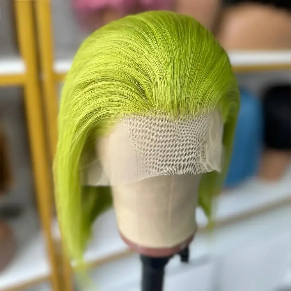 Frontal de encaje transparente 13x4 gris plateado ﻿   Peluca corta Bob Pelucas de cabello humano 100% Black Friday Role Playing Essentials 180% Densidad