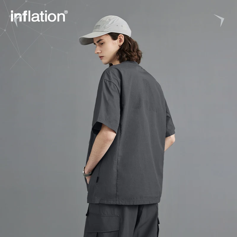 INFLATION Plain Outdoor Stretch T-shirts with Best Durable Fabric Unisex Summer Hiking and Camping Tshirt with Front Pocket