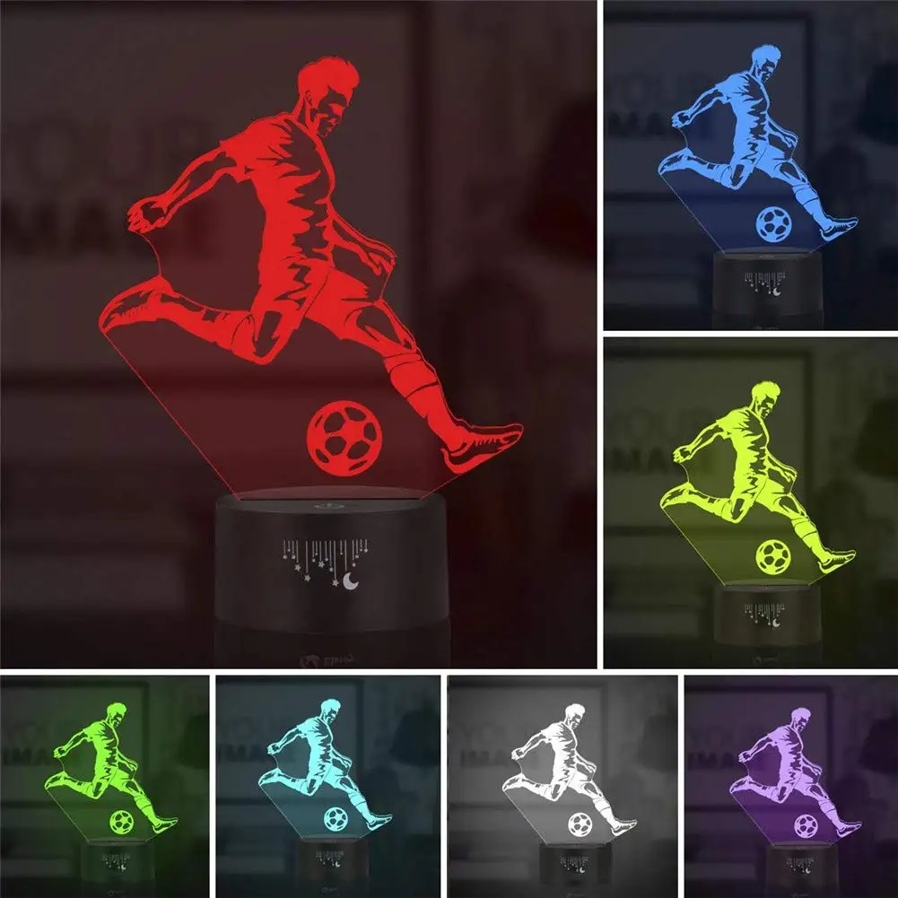 Football Soccer Player 3D Acrylic Led Lamp for Gift Children\'s Night Light Table Lamp Birthday Party Decor Valentine\'s Day