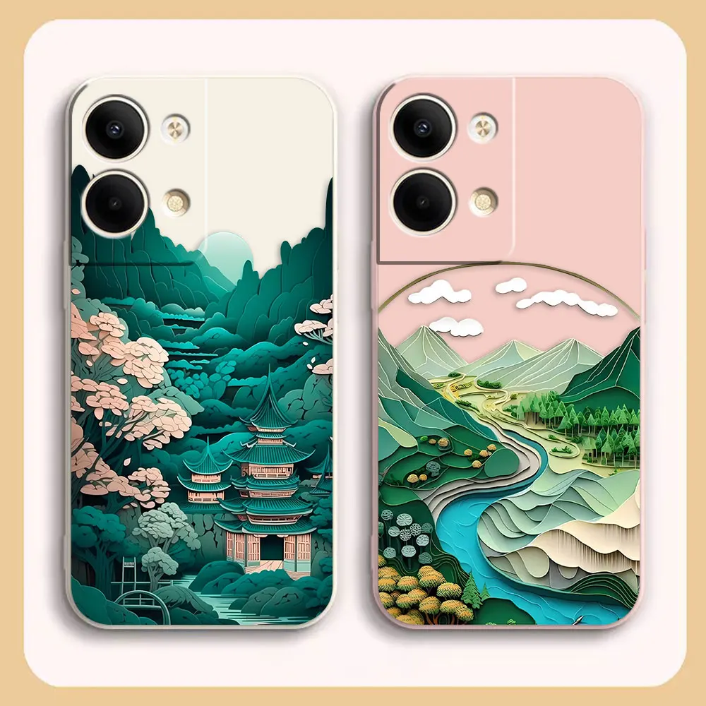 Phone Case For OPPO RENO 8 7 9 6 7SE 5 4 4SE 4 3 4G 5G PRO PLUS Simple Case Cover Funda Cqoue Shell Beautiful Japanese Landscape