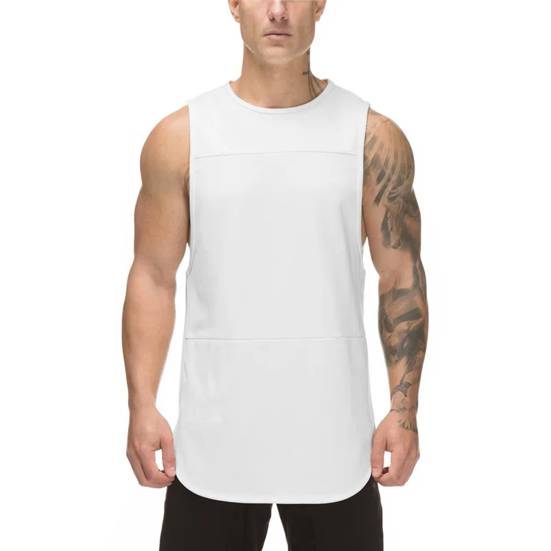 Men Running Vests  Breathable Polyester Sleeveless Gym Tank Tops Quick-Dry Bodybuilding Workout Pumping iron Fitness Sports Vest